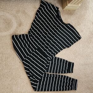 Black and White Striped Women's Jumpsuit